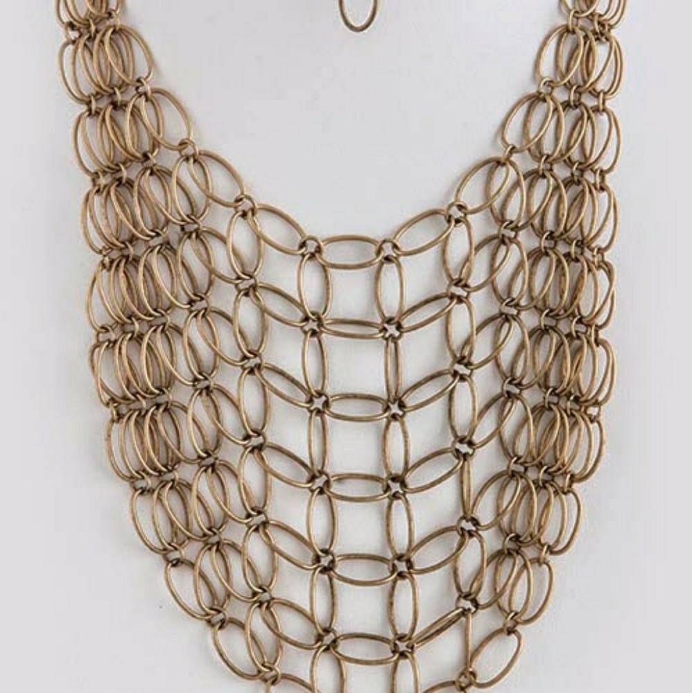 Brush Antique Gold InterLink Necklace