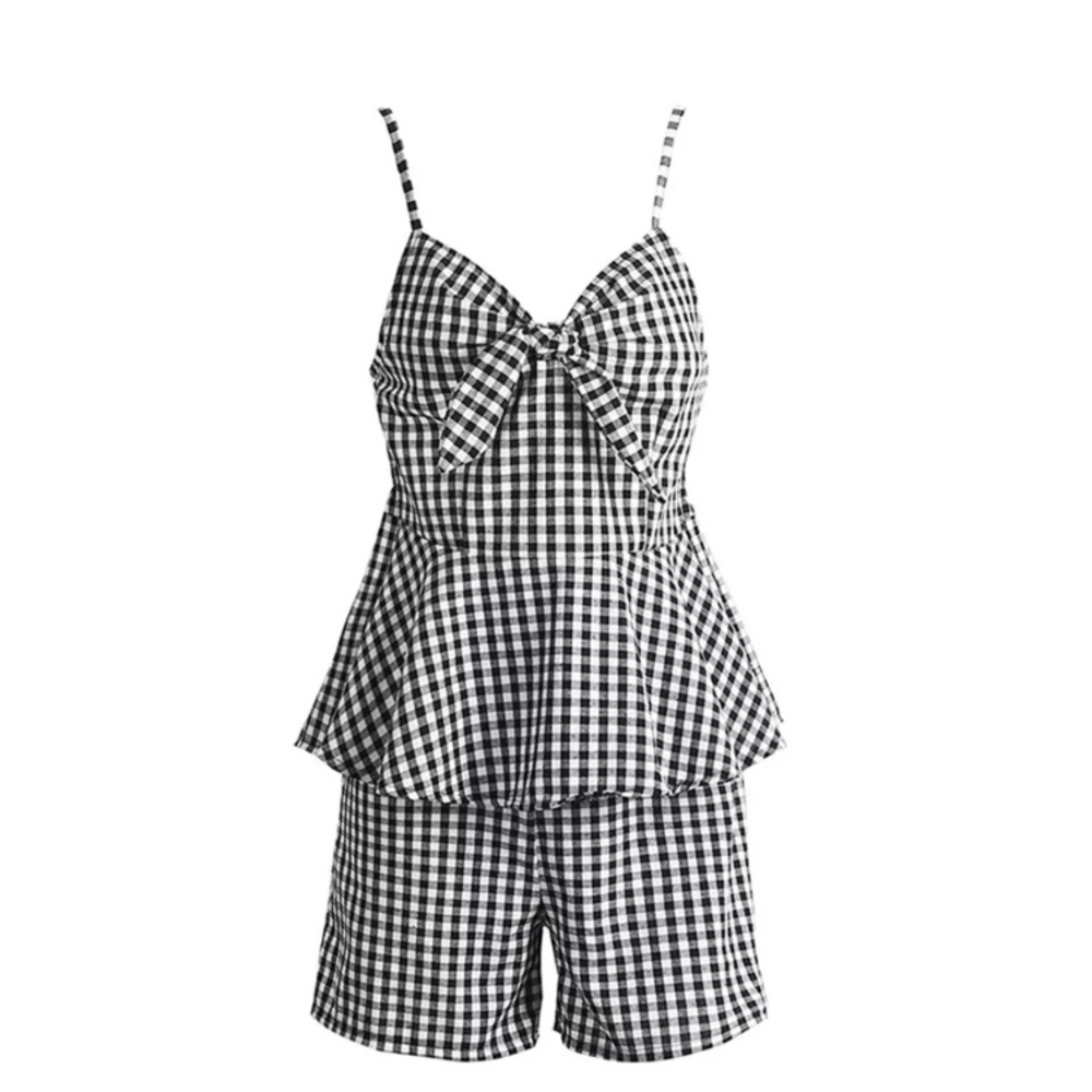 Top&short gingham set (2pcs. Set)