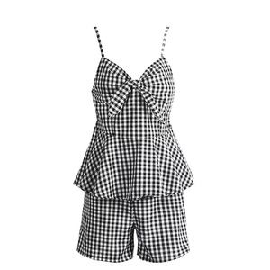 Top&short gingham set (2pcs. Set)