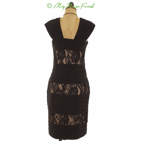 ADRIANNA PAPELL LACE INSET STRIPED DRESS - Picture 3 of 3