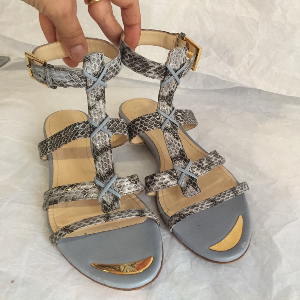 MAIYET BABY BLUE SNAKE SKIN SANDALS