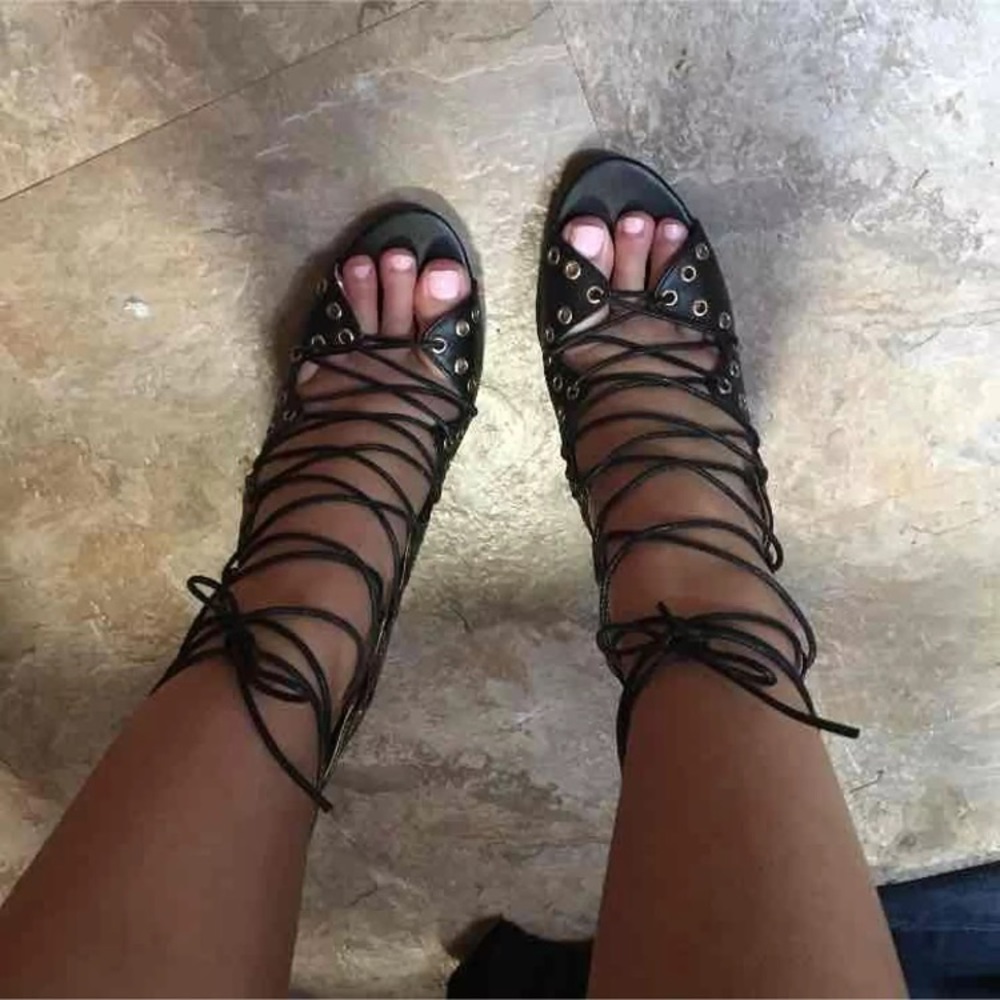 Black lace up heels