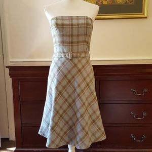 Jill Michelle Strapless Wool Plaid Dress SZ 4