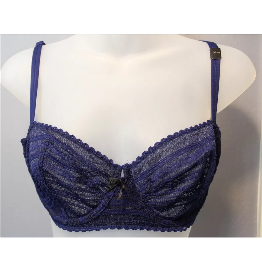 Victoria's Secret 32DD sheer balconet navy bra