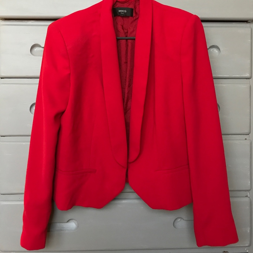 Red Blazer with Silver Button Detail