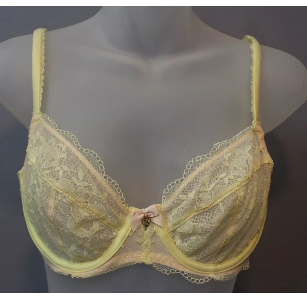Victoria's Secret unlined Demi yellow pink bra