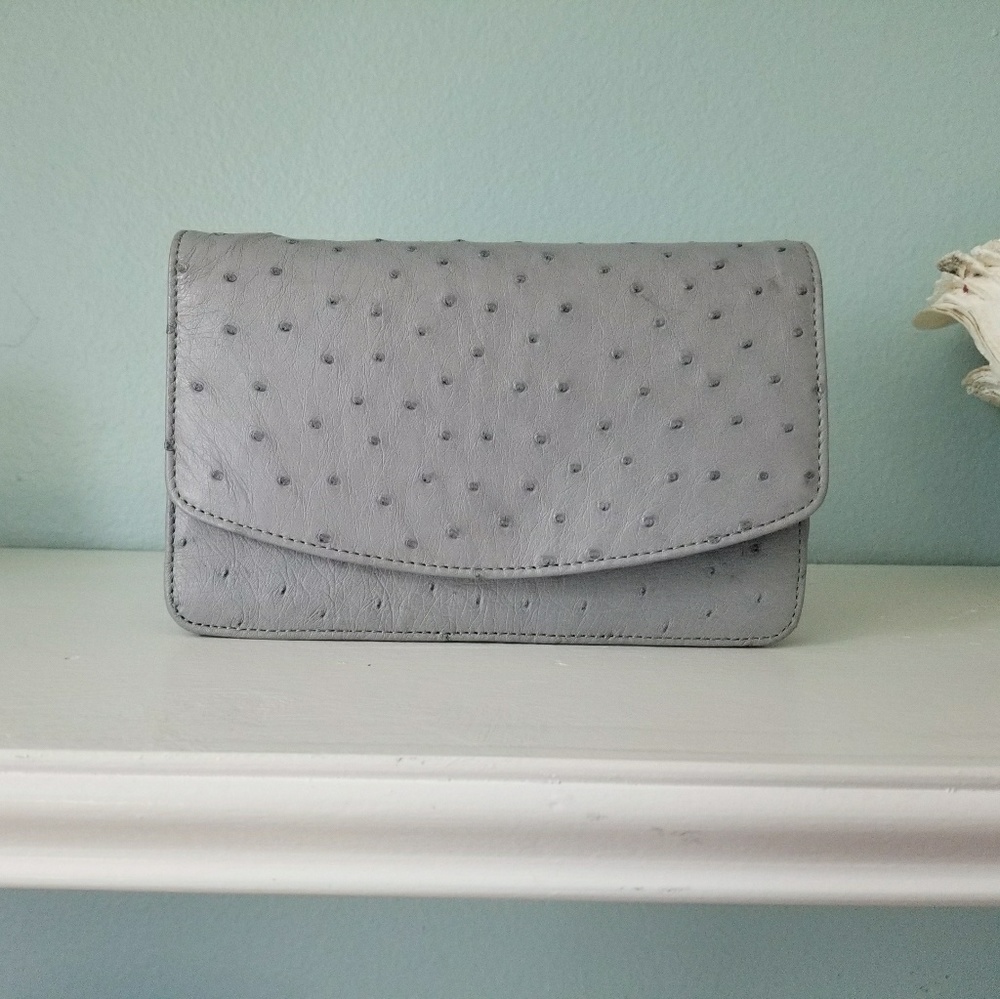 Annie's Eye Ostrich Leather Clutch w/ShoulderStrap