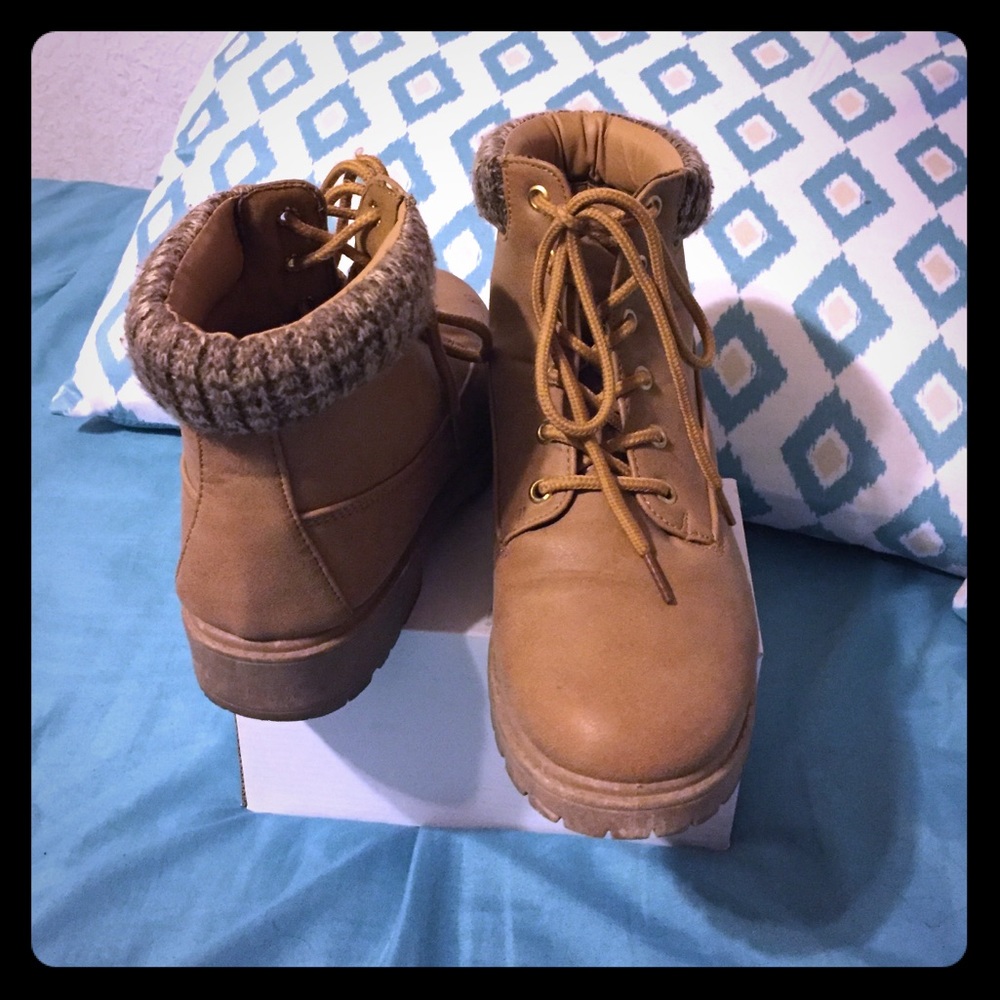 Tan combat boots from Rue 21