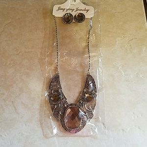 Silver Statement Necklace and Earring Set