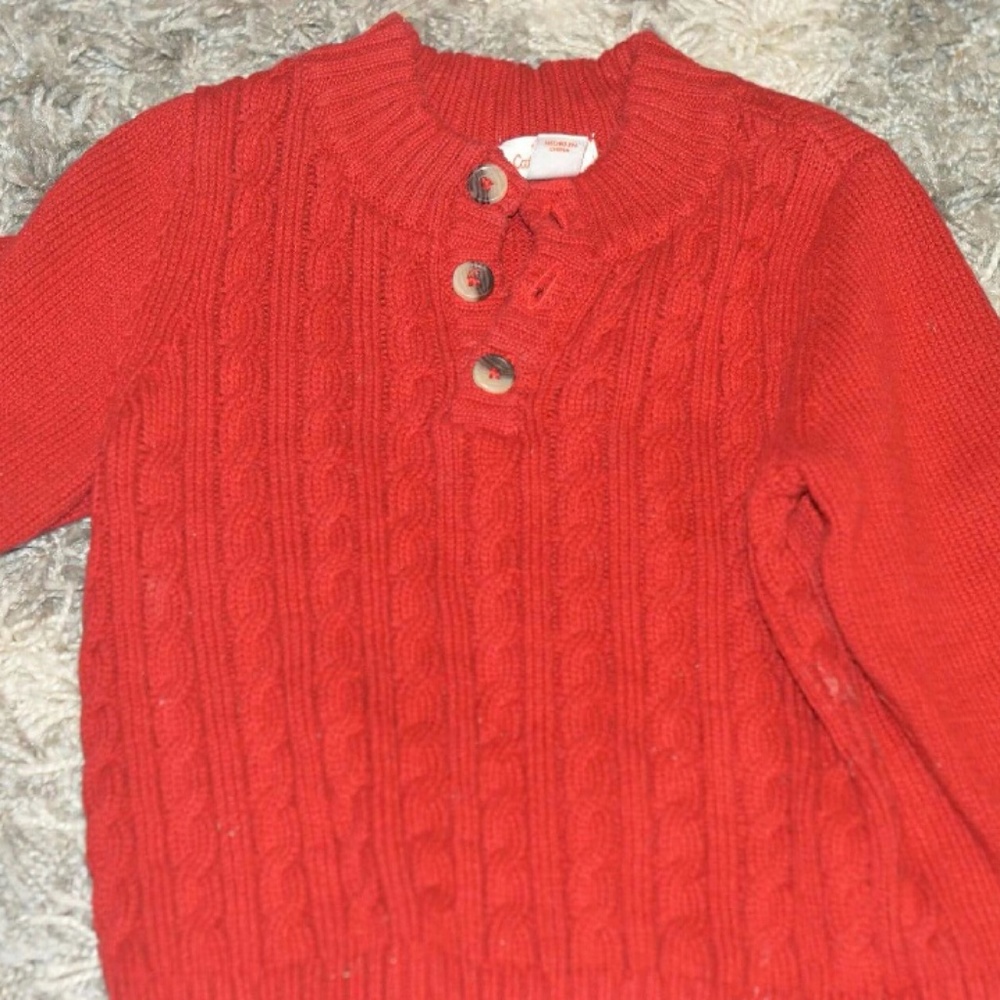 Cat & Jack baby boy red christmas sweater EUC 12m