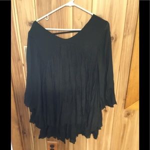 NWT black lined tunic top with double ruffle hem