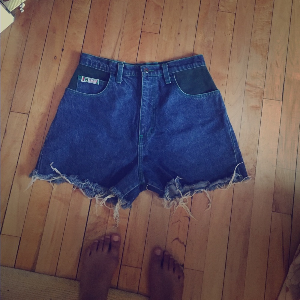 High waisted jean shorts