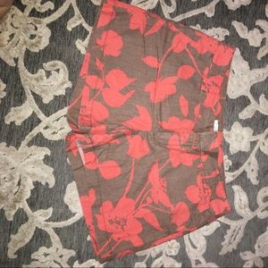 Ann Taylor Loft Linen Shorts brown & coral 14