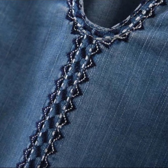 Easy Denim Tunic TOP Longsleeve Relaxed Fir - Picture 4 of 5