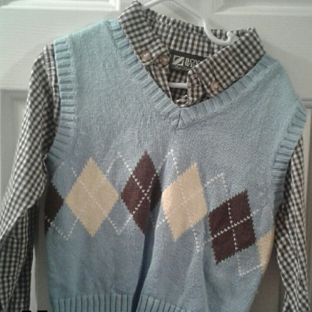 Nanette boyz wear argyle sweater vest button up 2t
