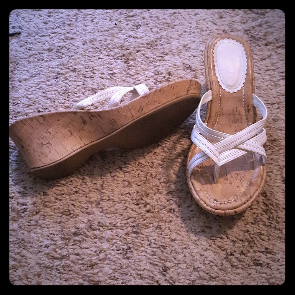 White sandal wedges