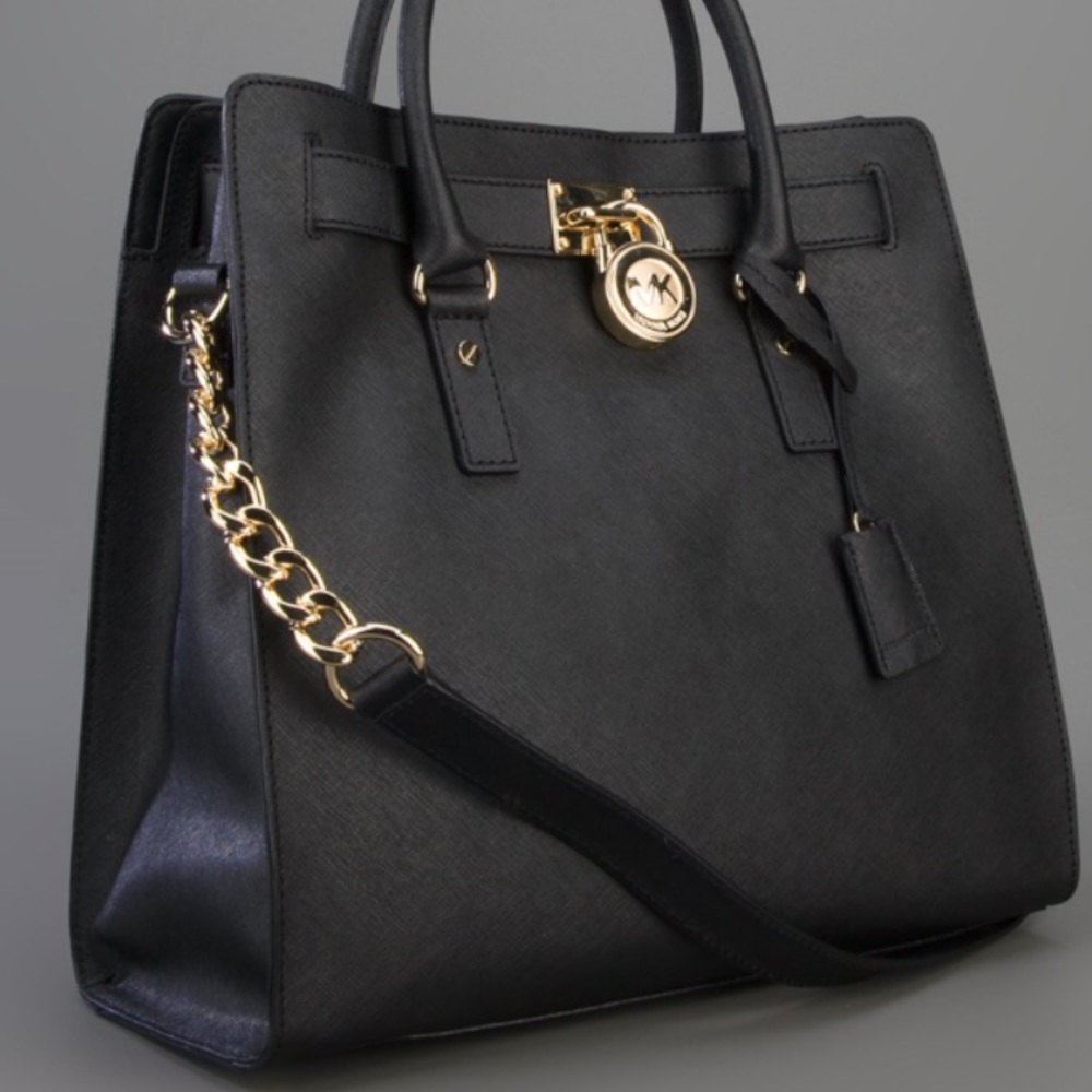 Michael Kors Black Leather Hamilton Handbag