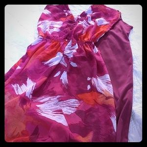 Tank dress with cap sleeve shell.