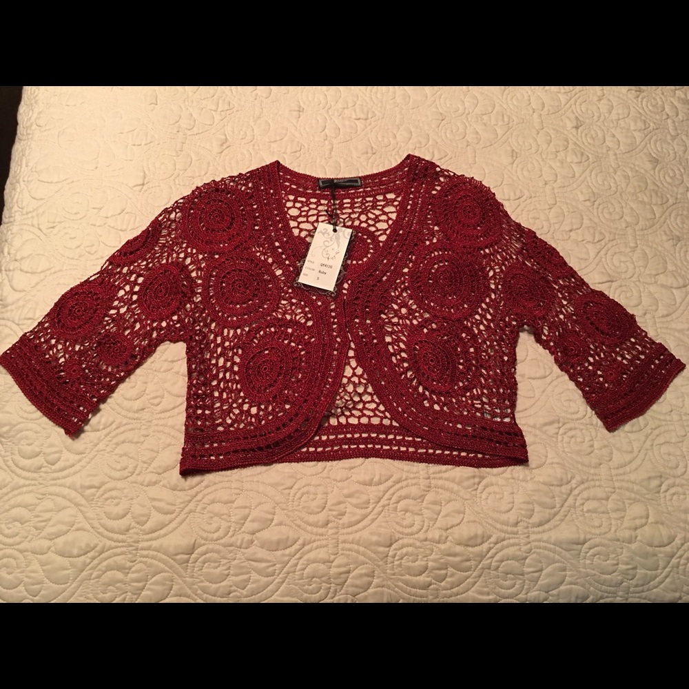 Crocheted cardigan.