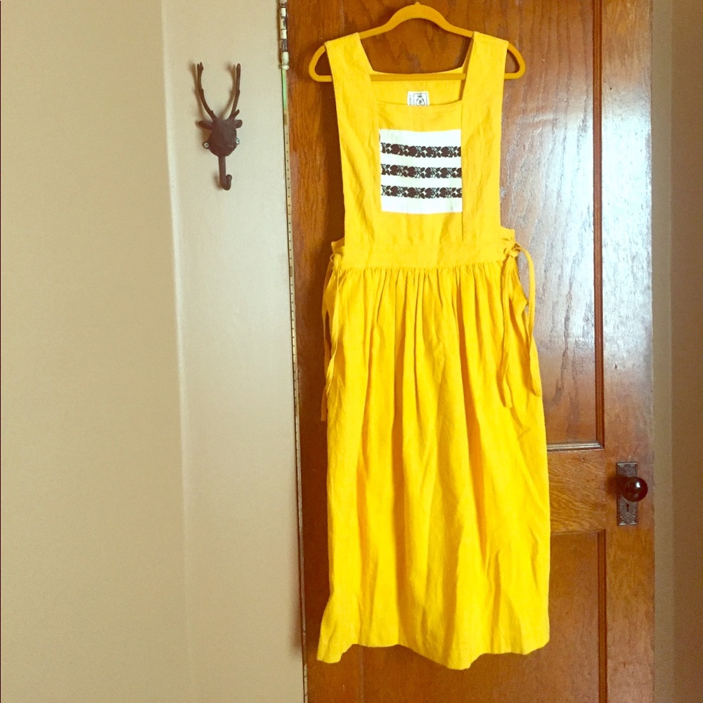retro yellow jumper dress