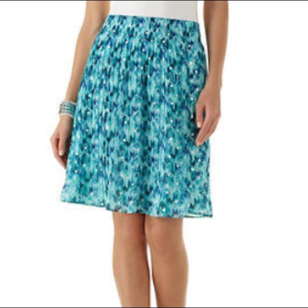 WHBM Aqua Skirt with silver dots and elastic waist