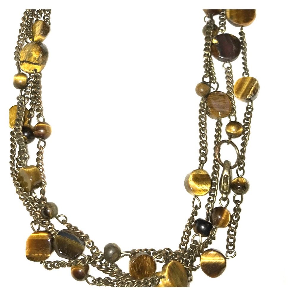 Tiger Eye 'bead' very long chain necklace.