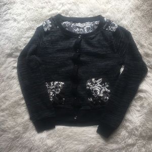 Girls mixed material cardigan
