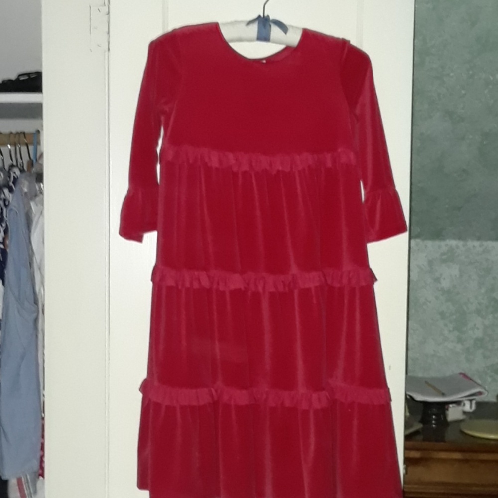 Red velveteen girl's dress