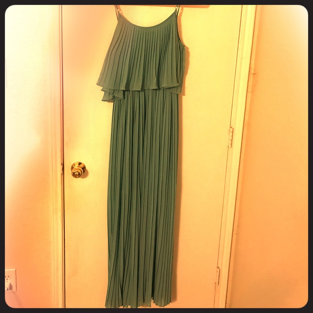 Pleated chiffon maxi dress
