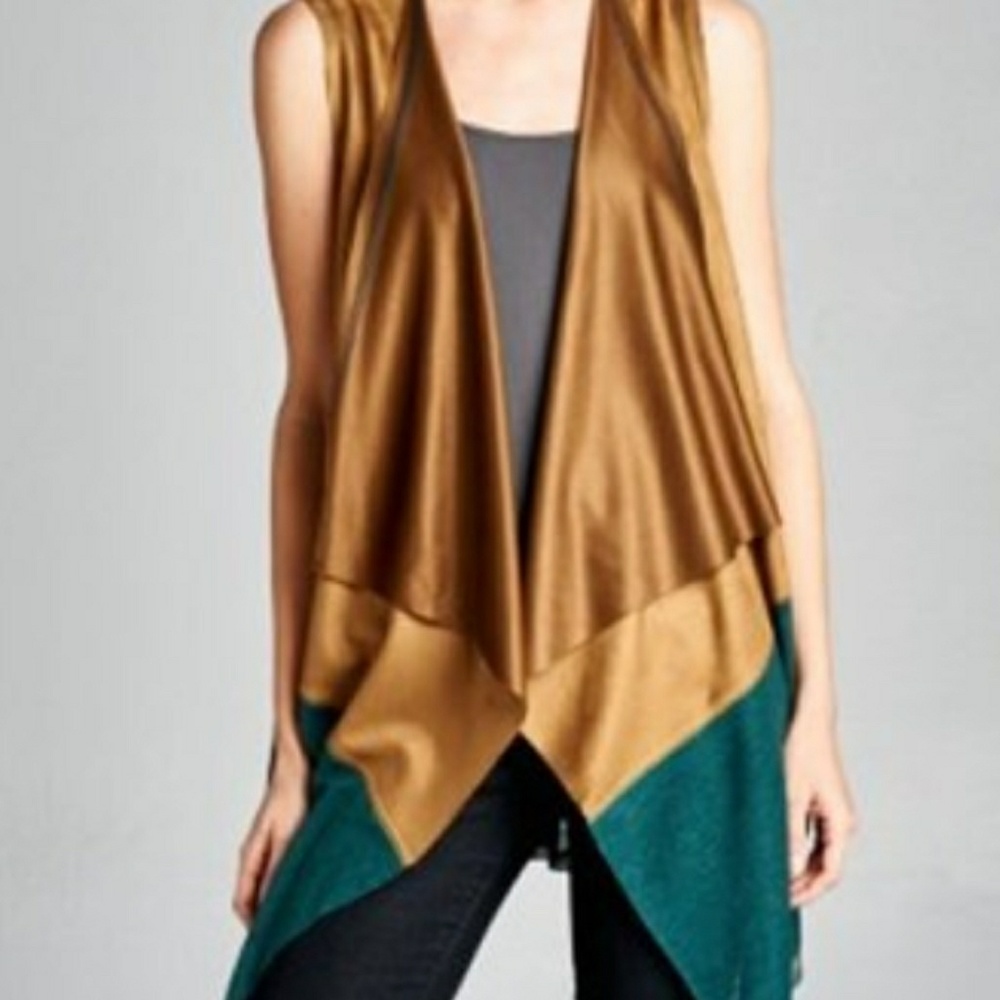 Micro Suede and Knit Sleeveless Vest