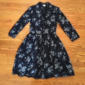 Gap Blue Floral Shirt Dress with Pockets