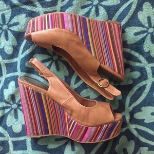 Madden Girl brown colorful wedges