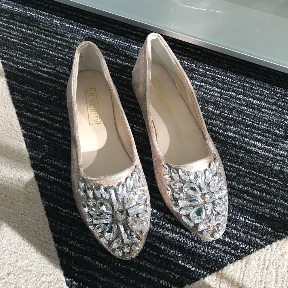 SOLD Gold LilyVanity Flats Brand New