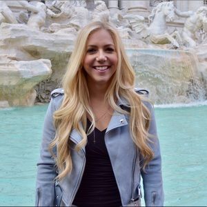 Zara blue suede jacket, size: small.