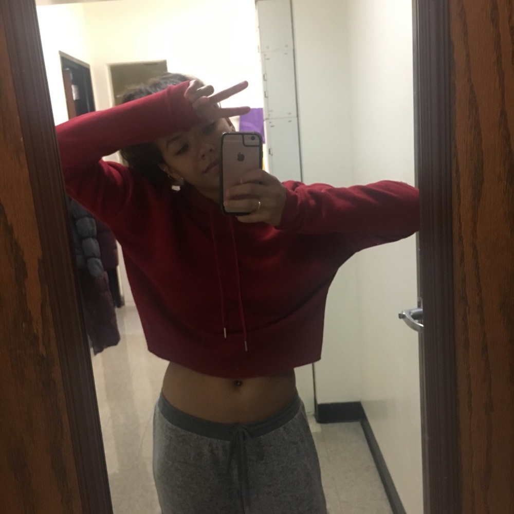 Red cropped hoodie