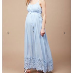 Size small Blue, lace, maxi maternity dress