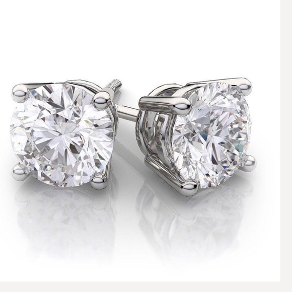 3.0 Ct Diamond 14K Gold Stud Earrings - Picture 2 of 4