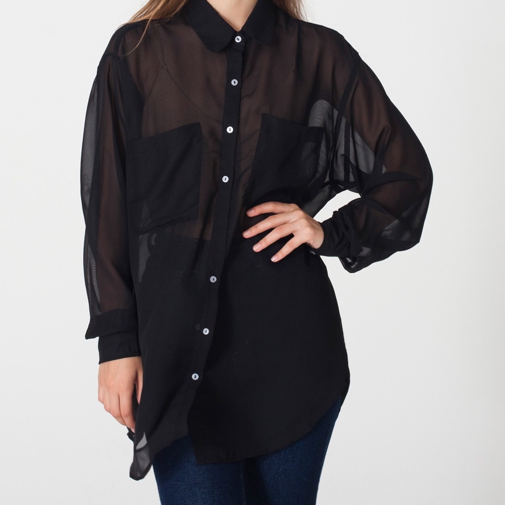 American apparel chiffon blouse black one size