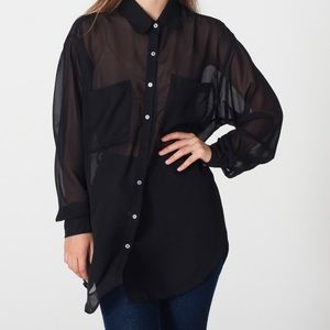 American apparel chiffon blouse black one size