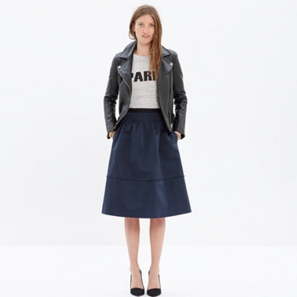 Madewell Satin Pleated Midi Skirt