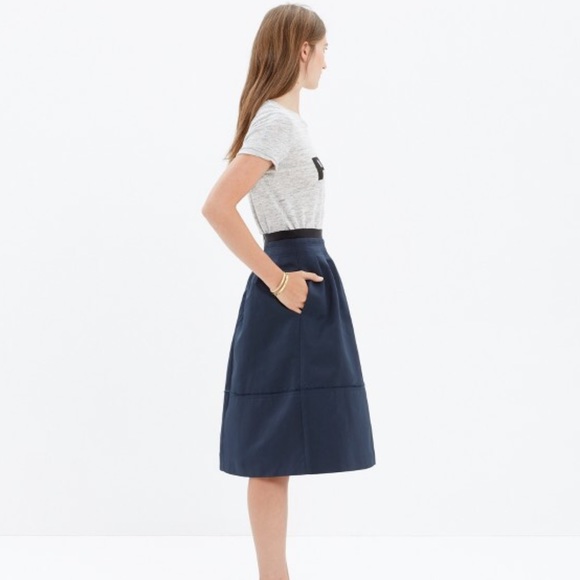 Madewell Satin Pleated Midi Skirt - Picture 2 of 8