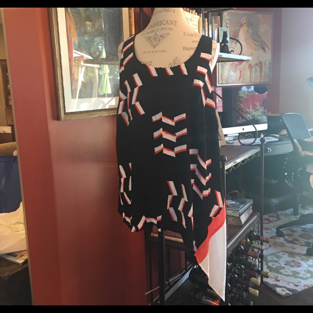 Rachel Roy Sleeveless Tunic w/ Asymmetrical Hem