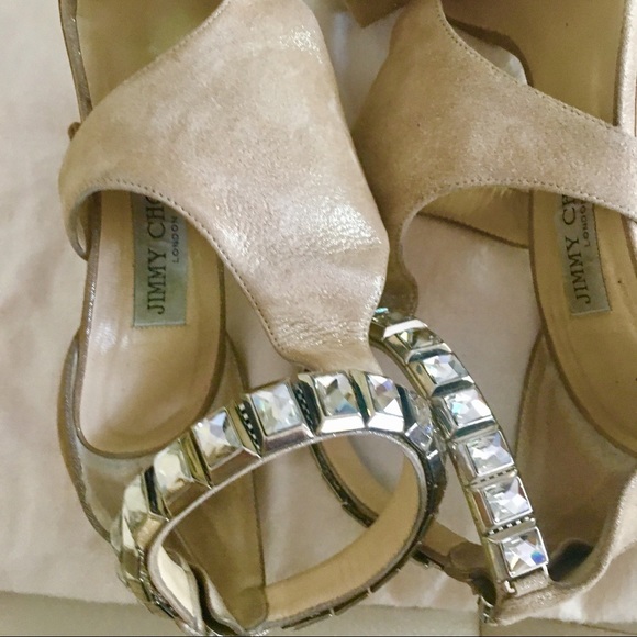 Authentic suede & Swarovski Nude Jimmy choo heels - Picture 6 of 8
