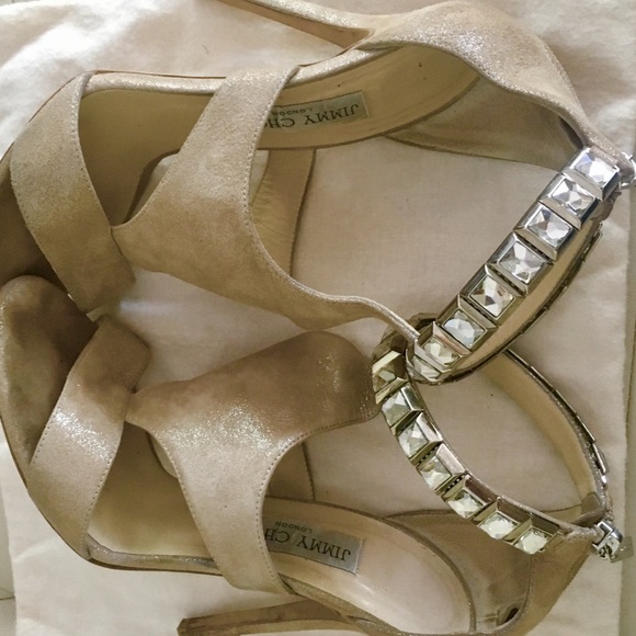 Authentic suede & Swarovski Nude Jimmy choo heels - Picture 7 of 8
