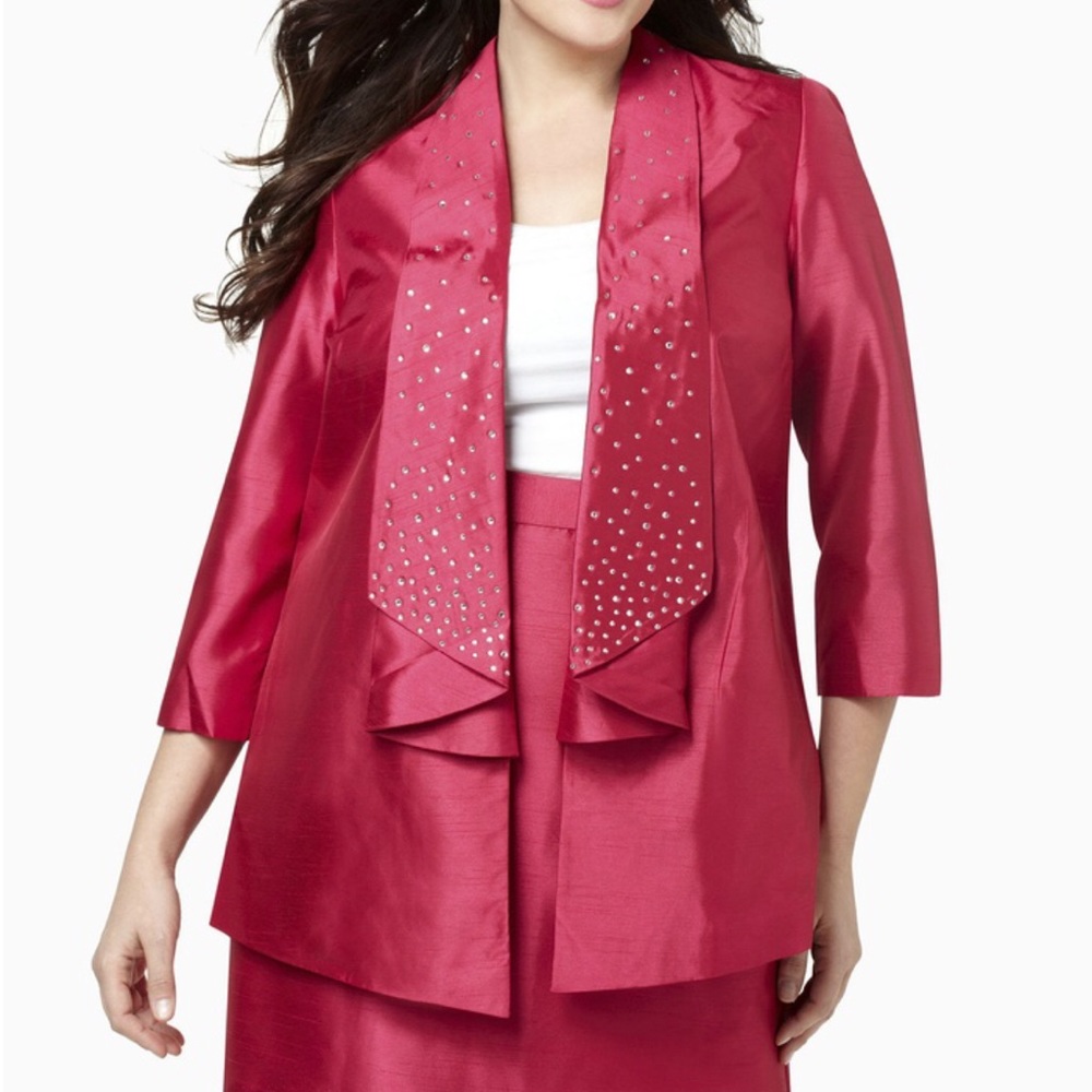 NEW Catherines Plus Size Silky Shantung Jacket