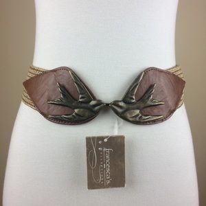 Francesca's Metal Birds Stretchy Waist Belt