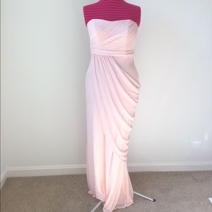 Davids bridal long strapless dress in petal pink