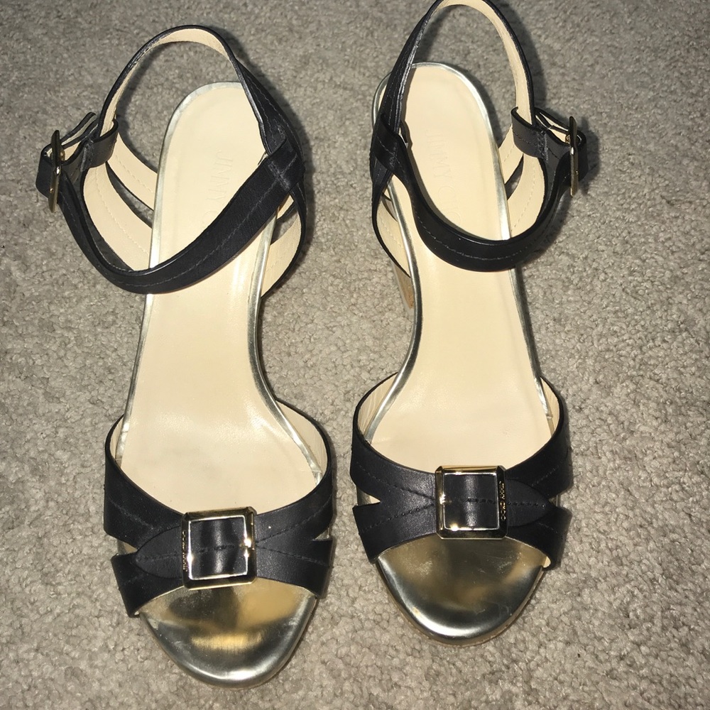 Authentic Black Jimmy Choo wedge heels