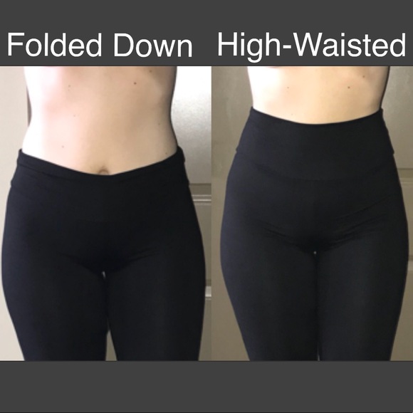 BLACK HIGH WAISTED LEGGINGS WITH CUT OUT KNEES - Picture 3 of 5