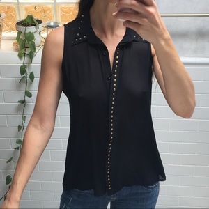2 for $8 Charlotte R. Gold Studded Collared Blouse